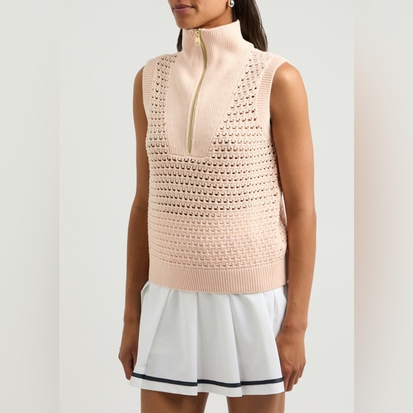 NWT Varley Bains Half Zip Tank Size X-Large Peony Pink 100% Cotton Anthropologie - Picture 1 of 15